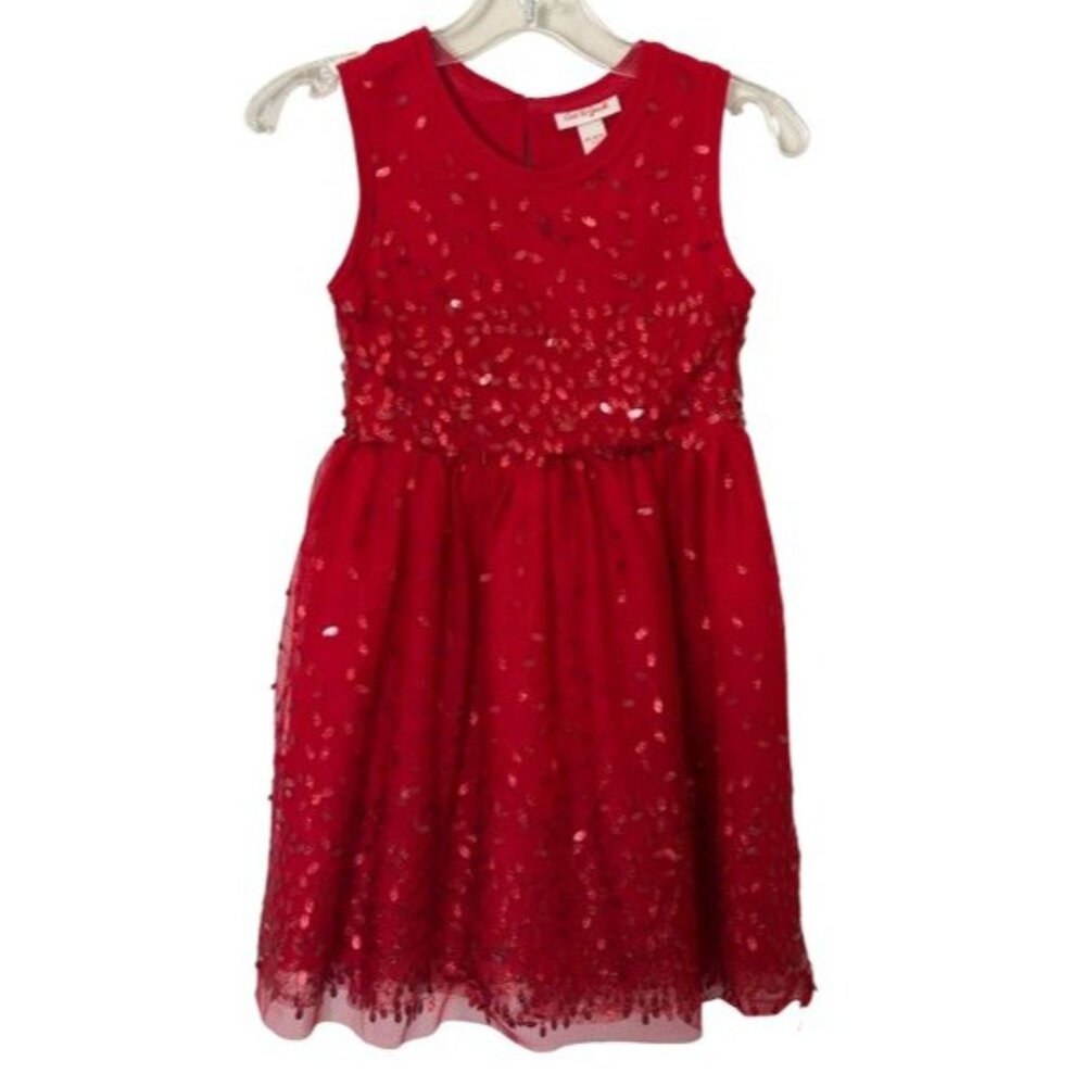 Cat & Jack Girls Red Sequin Sleeveless Dress XS (4/5)